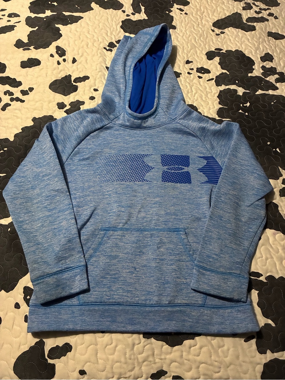 Under Armour Light Blue Heather Pullover Hoodie with Deep Blue Logo